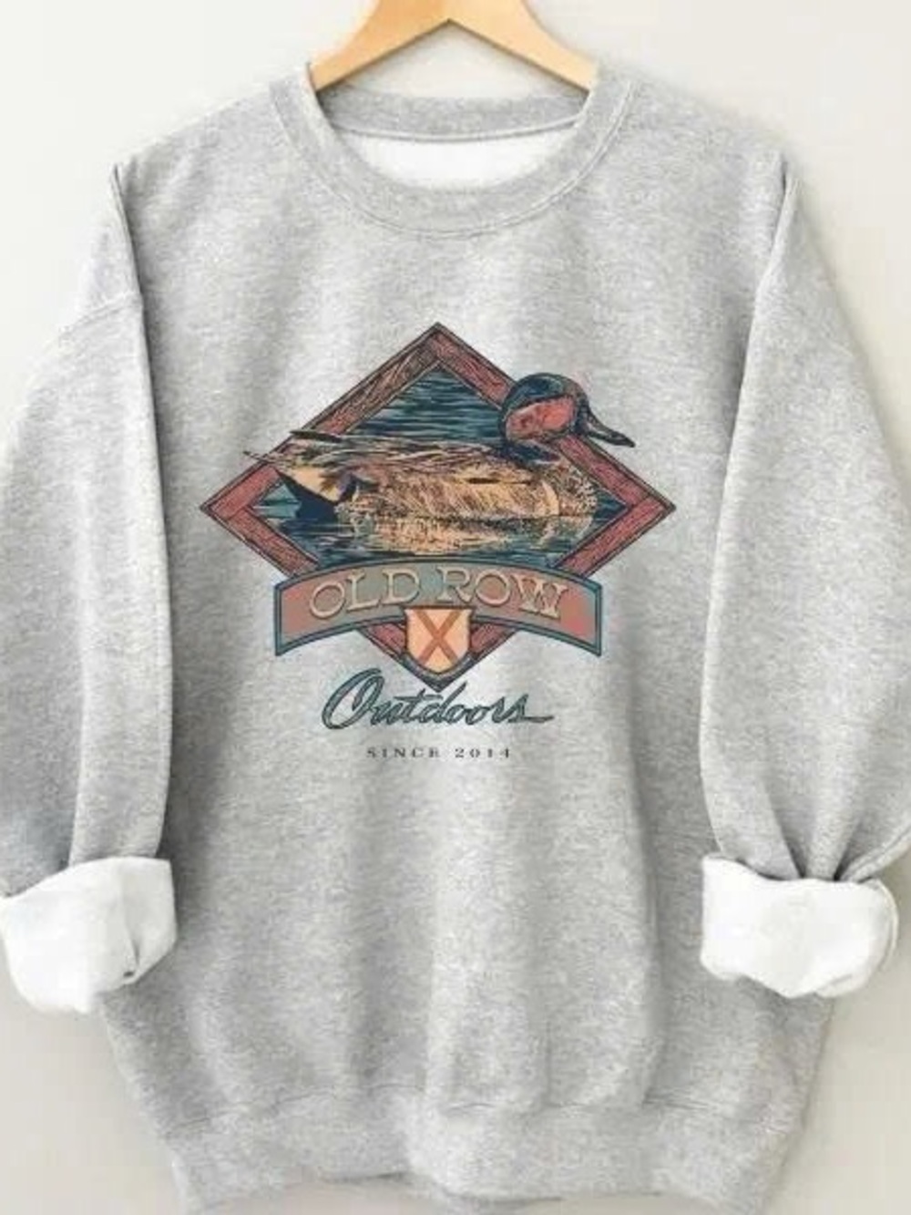 Outdoors Heather Gray Duck Graphic Crewneck Sweater